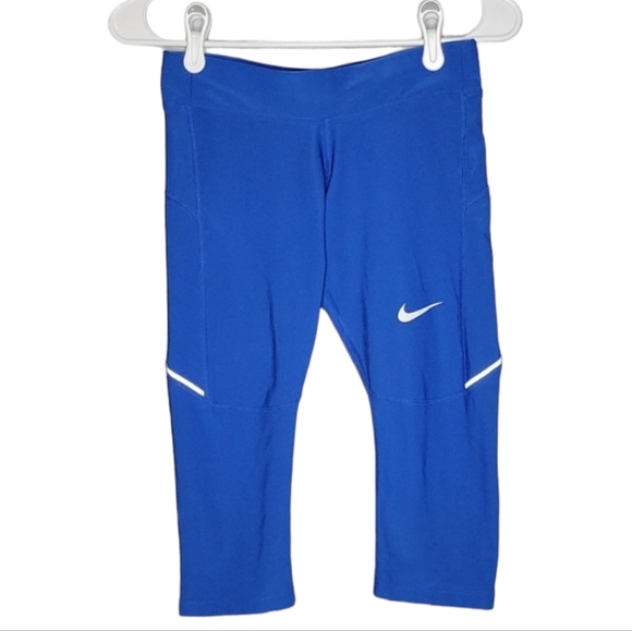 Nike Dri-Fit Blue Cropped Leggings - Picture 1 of 8
